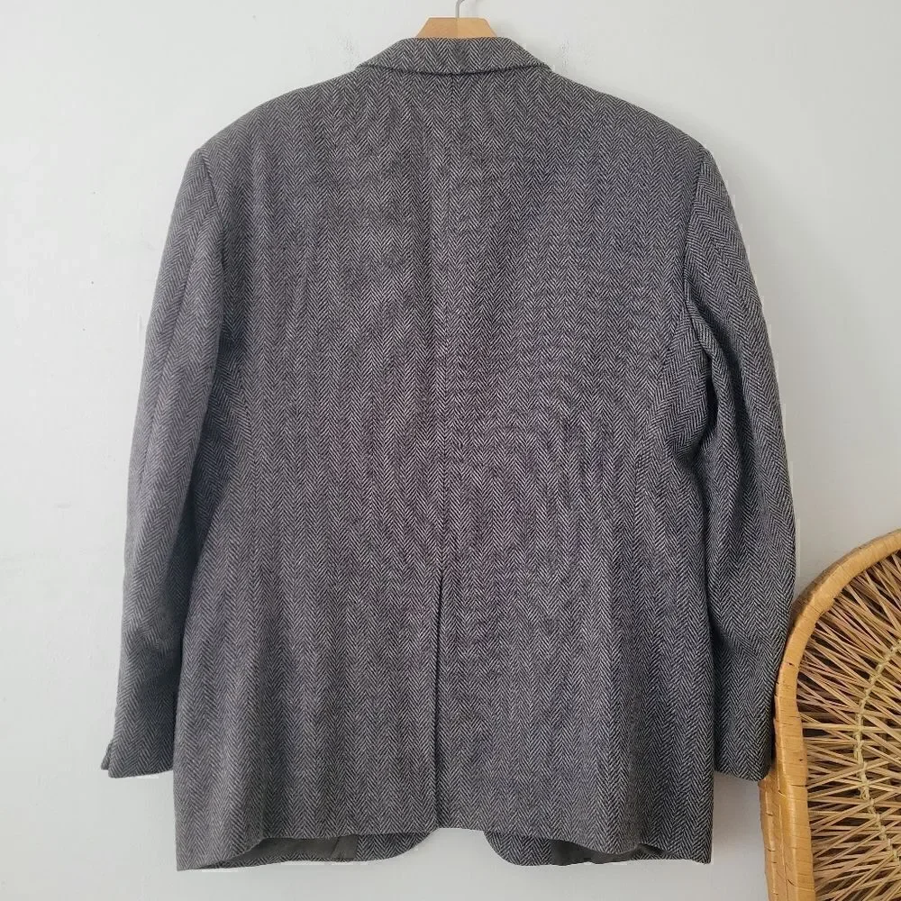Towncraft Wool Sport Coat Blazer Black/Gray 44R Lambswool